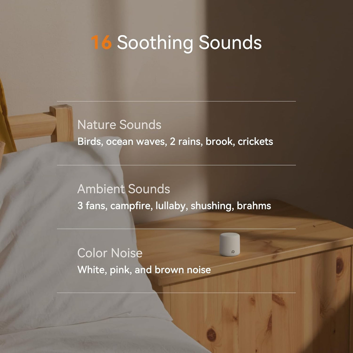 Portable White Noise Machine, 1000mAh Battery, Travel Sleep, Cream