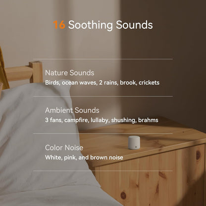 Portable White Noise Machine, 1000mAh Battery, Travel Sleep, Cream