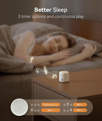 Portable White Noise Machine, 1000mAh Battery, Travel Sleep, Cream