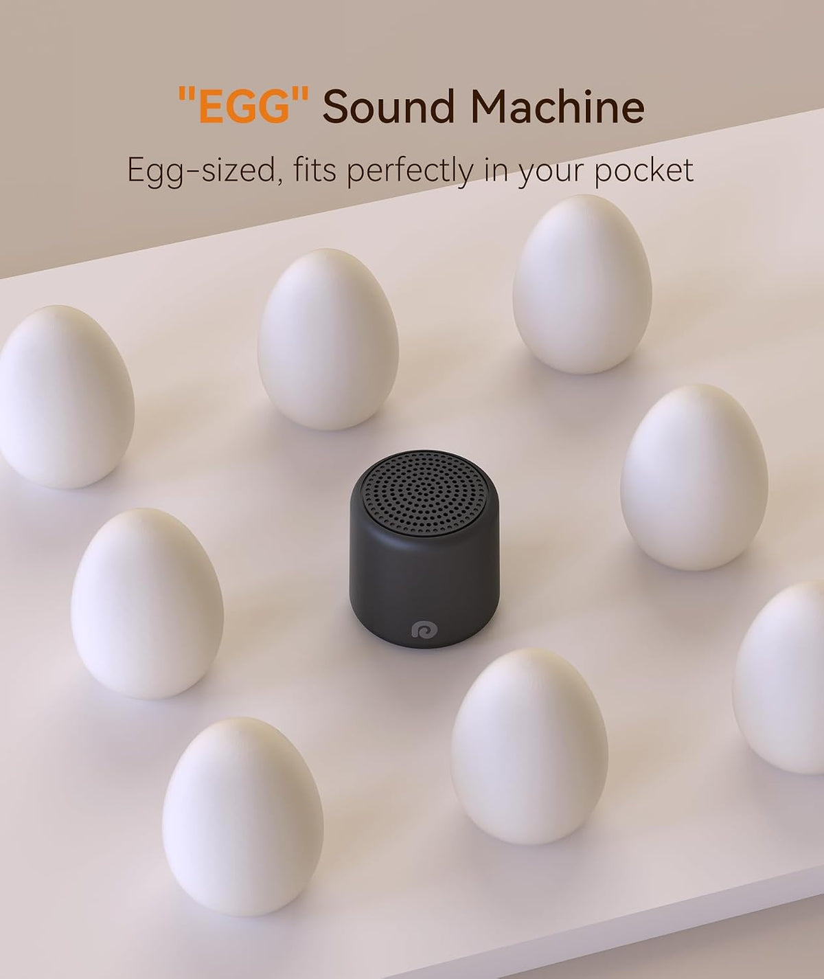 Portable White Noise Machine, 1000mAh Battery, Travel Sleep, Cream