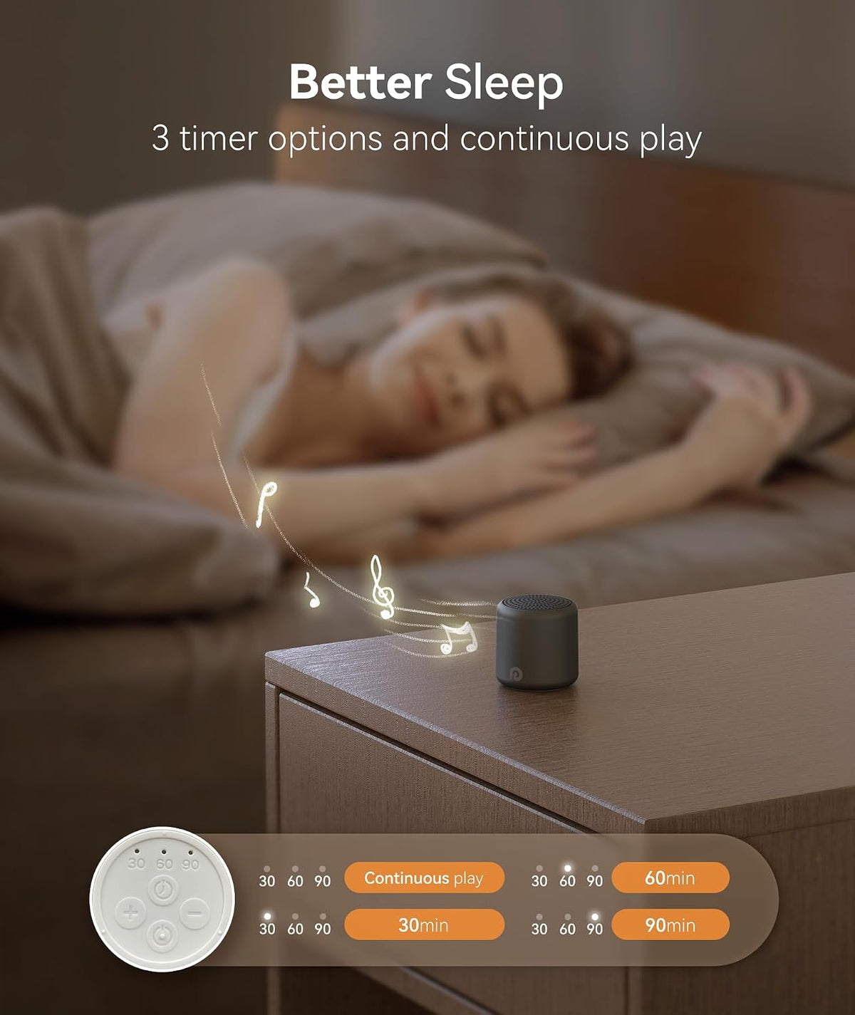 Portable White Noise Machine, 1000mAh Battery, Travel Sleep, Cream
