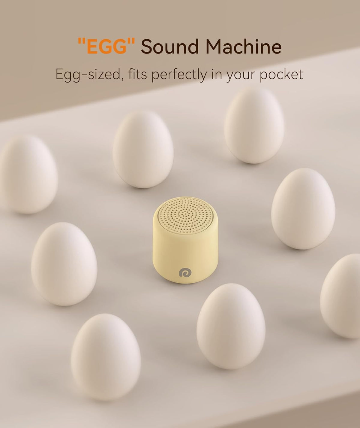 Portable White Noise Machine, 1000mAh Battery, Travel Sleep, Cream