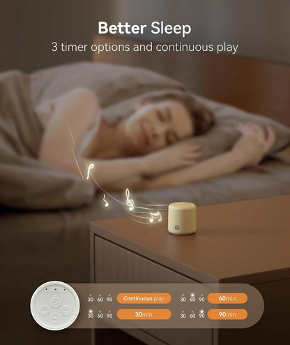 Portable White Noise Machine, 1000mAh Battery, Travel Sleep, Cream
