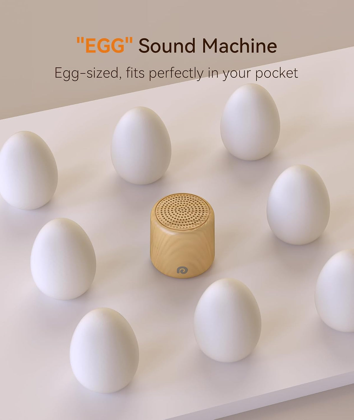 Portable White Noise Machine, 1000mAh Battery, Travel Sleep, Cream