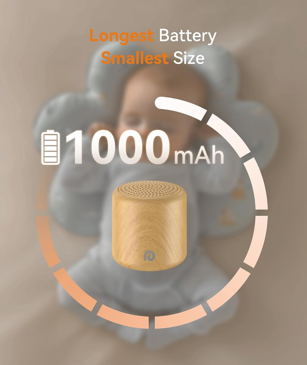 Portable White Noise Machine, 1000mAh Battery, Travel Sleep, Cream