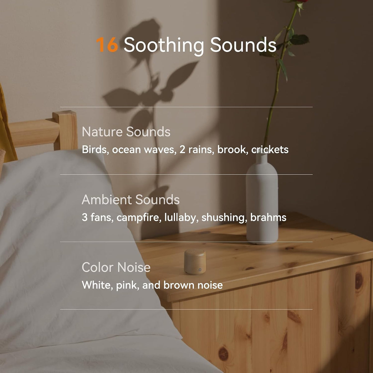 Portable White Noise Machine, 1000mAh Battery, Travel Sleep, Cream
