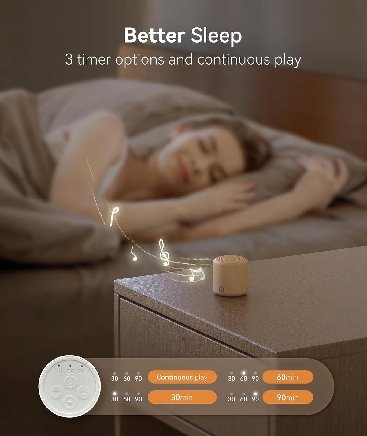 Portable White Noise Machine, 1000mAh Battery, Travel Sleep, Cream