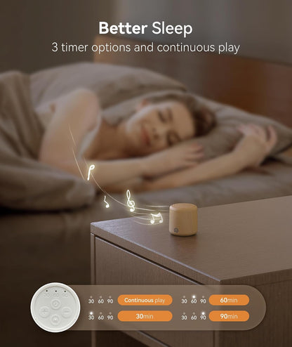 Portable White Noise Machine, 1000mAh Battery, Travel Sleep, Cream