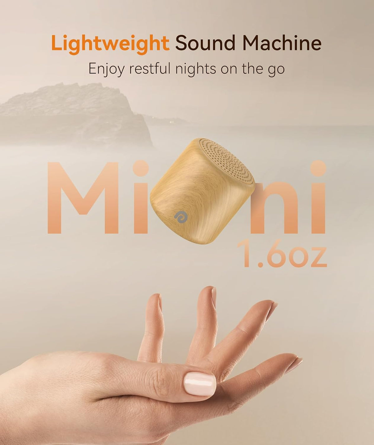 Portable White Noise Machine, 1000mAh Battery, Travel Sleep, Cream
