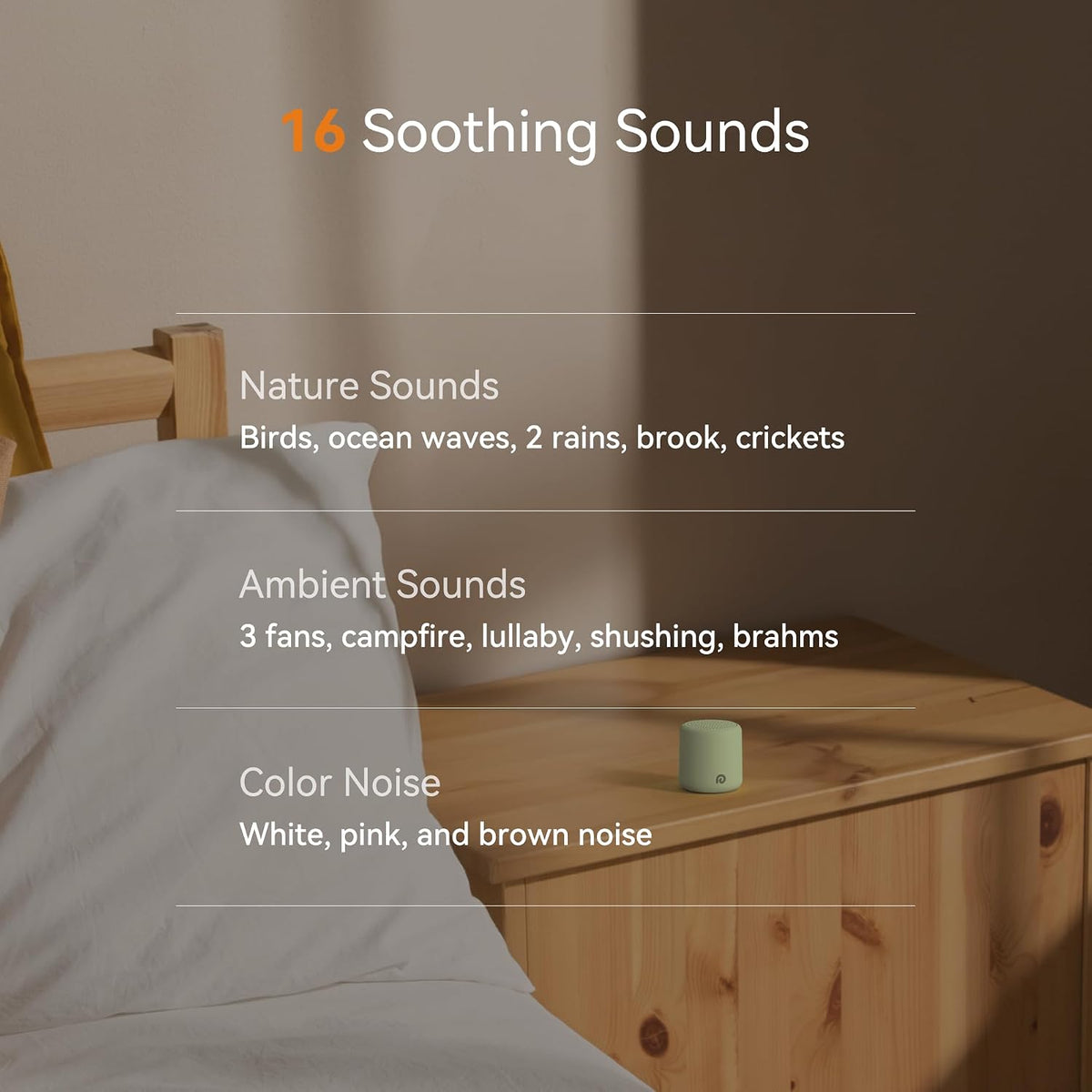 Portable White Noise Machine, 1000mAh Battery, Travel Sleep, Cream