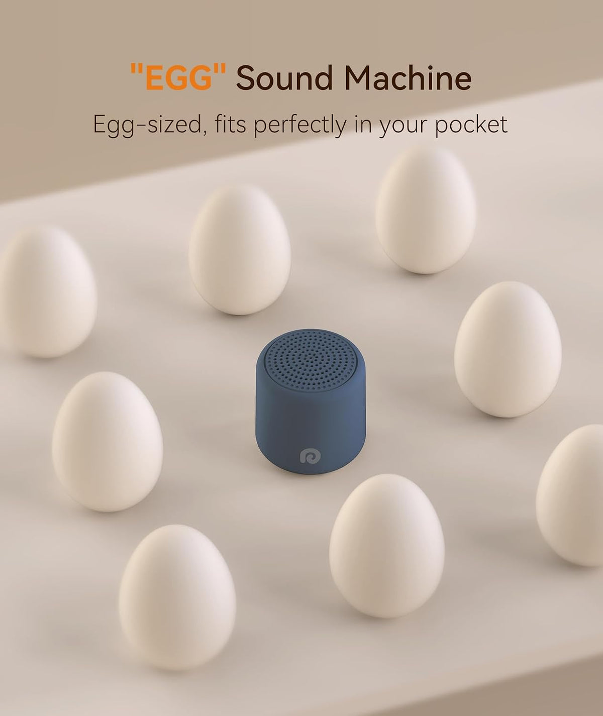 Portable White Noise Machine, 1000mAh Battery, Travel Sleep, Cream
