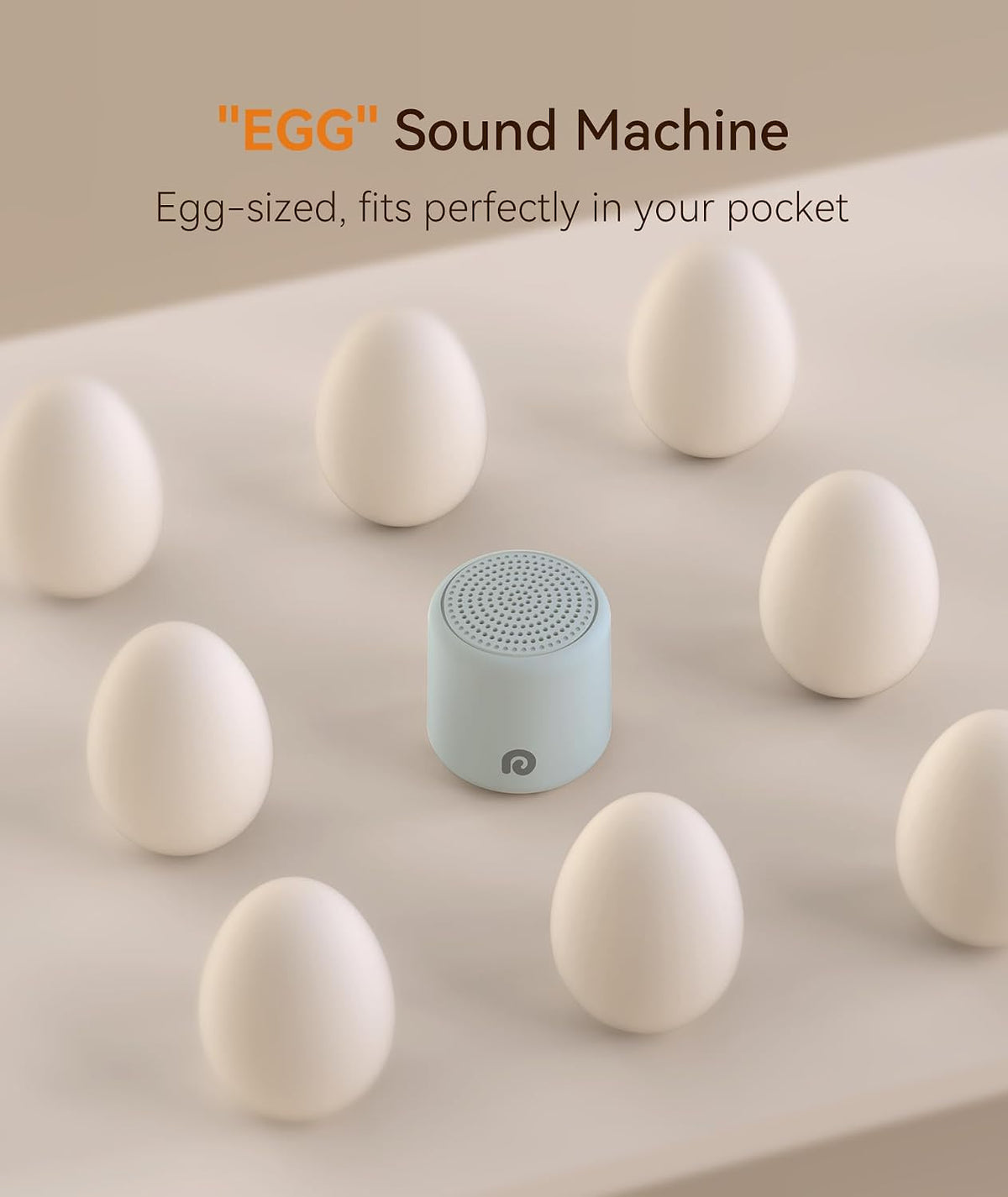 Portable White Noise Machine, 1000mAh Battery, Travel Sleep, Cream