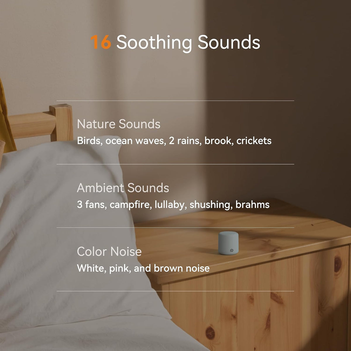 Portable White Noise Machine, 1000mAh Battery, Travel Sleep, Cream