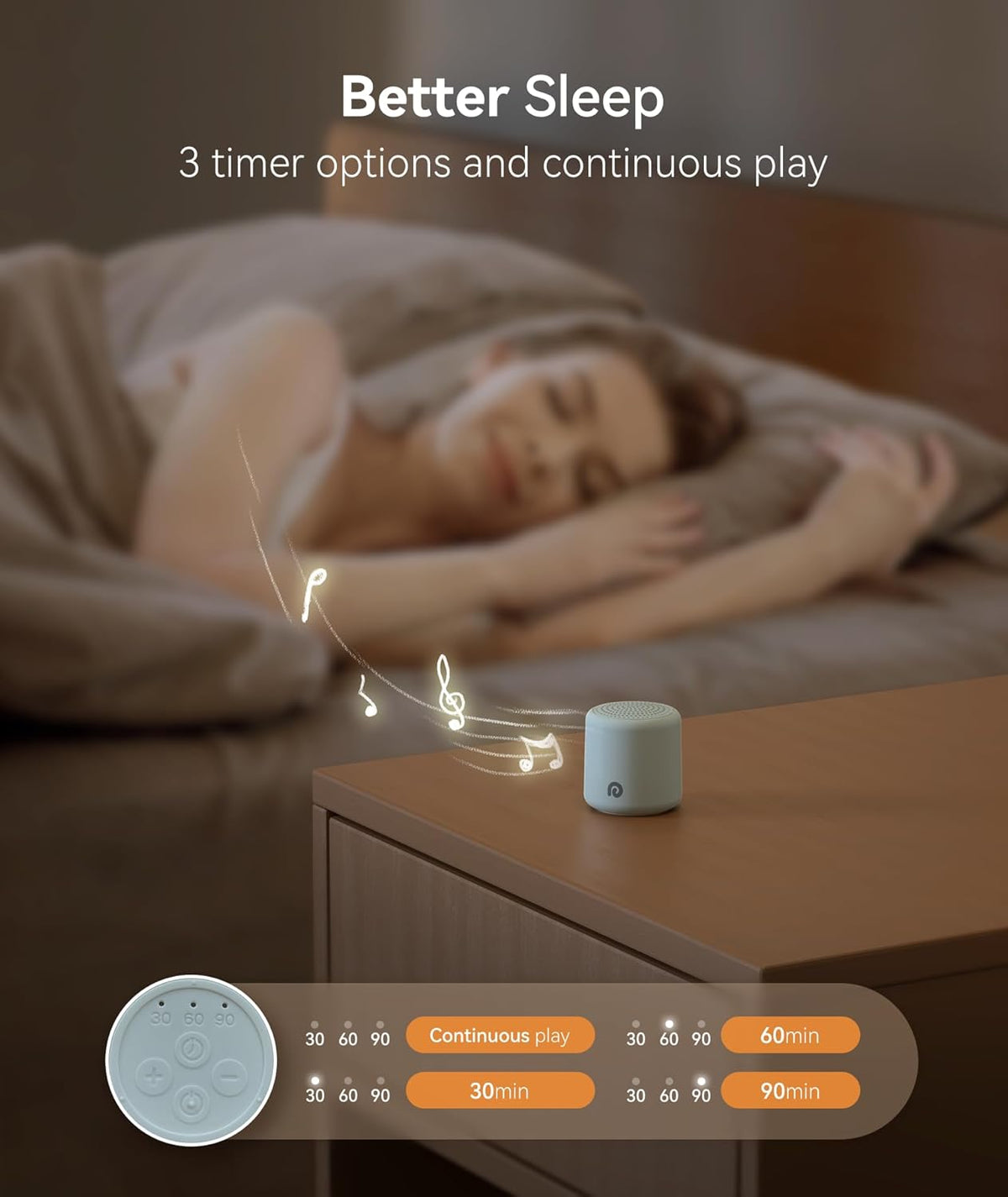 Portable White Noise Machine, 1000mAh Battery, Travel Sleep, Cream