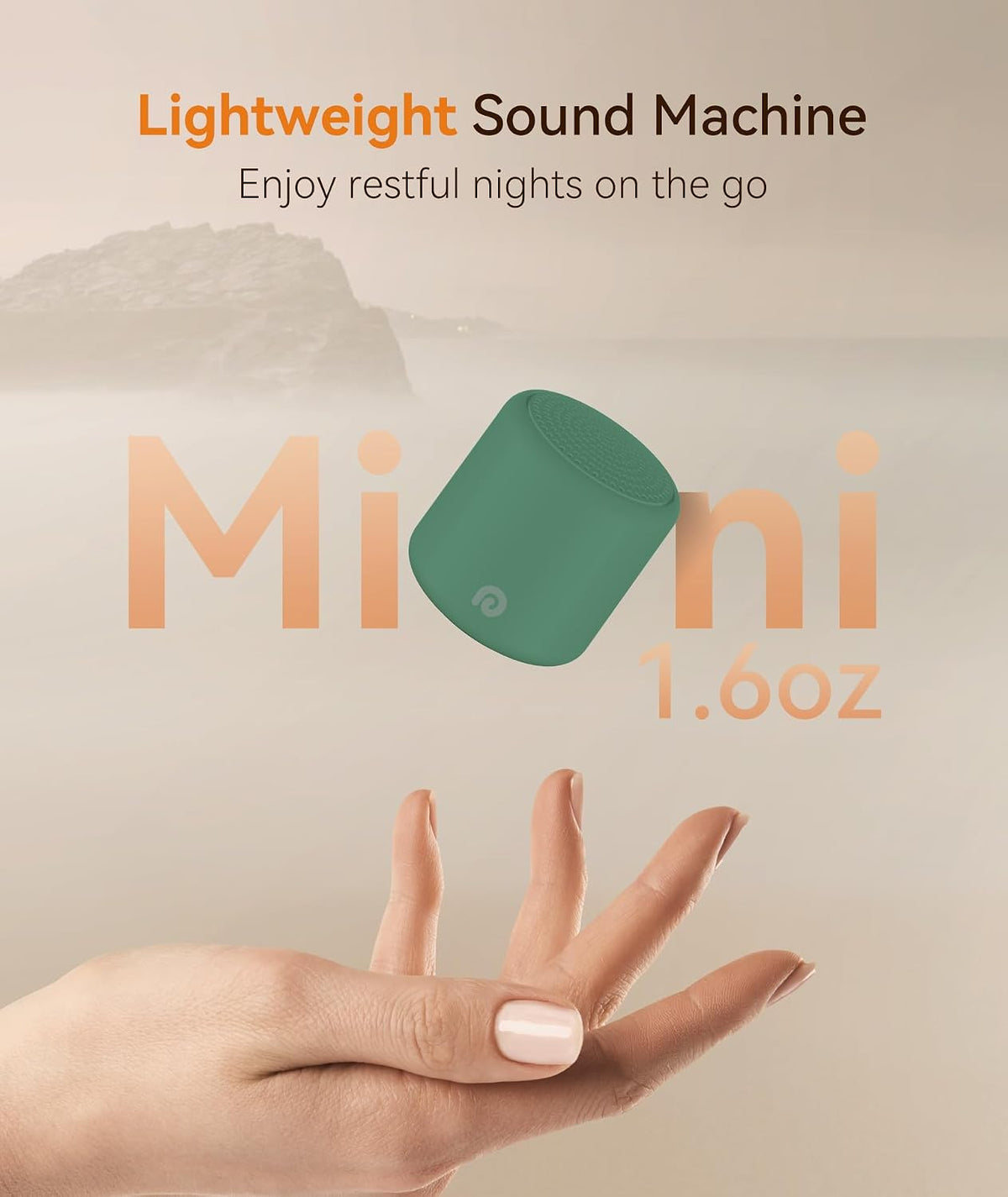 Portable White Noise Machine, 1000mAh Battery, Travel Sleep, Cream