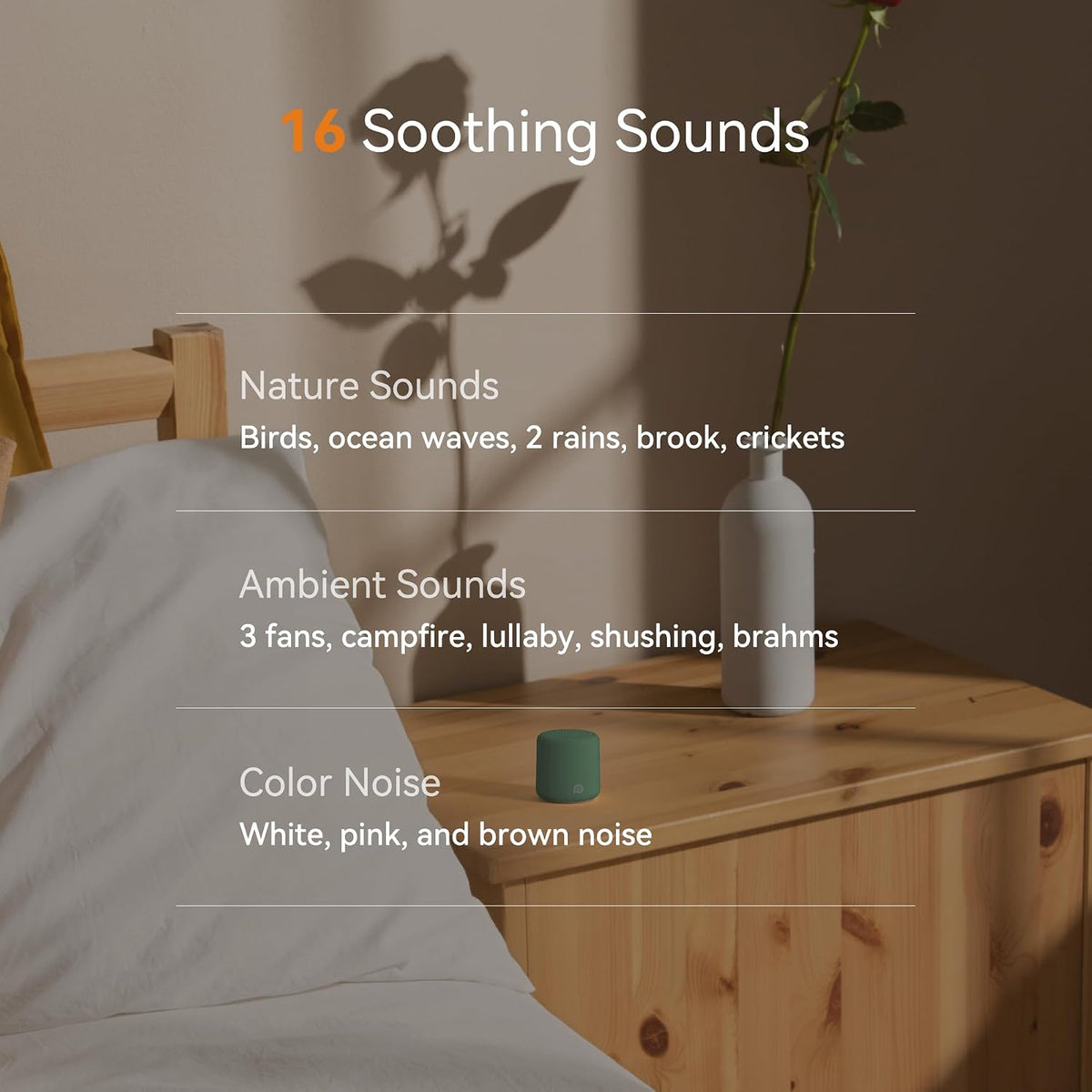 Portable White Noise Machine, 1000mAh Battery, Travel Sleep, Cream