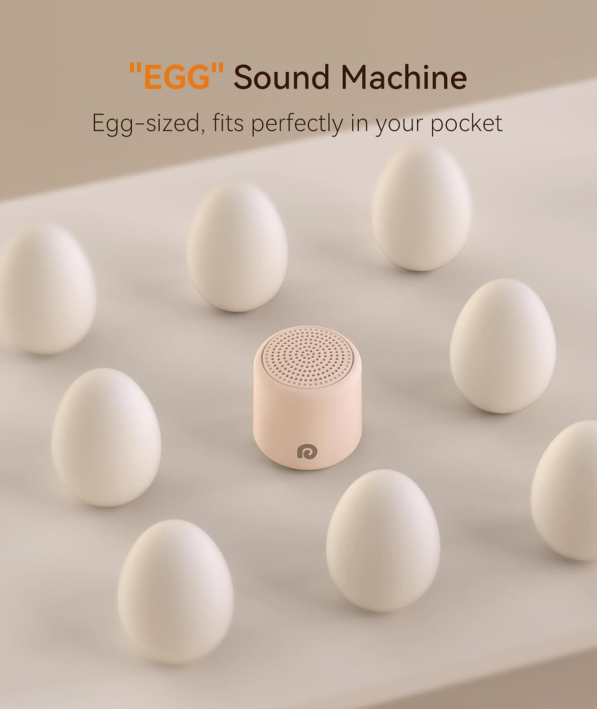 Portable White Noise Machine, 1000mAh Battery, Travel Sleep, Cream