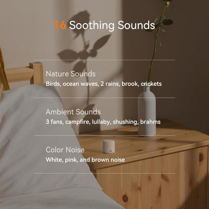 Portable White Noise Machine, 1000mAh Battery, Travel Sleep, Cream