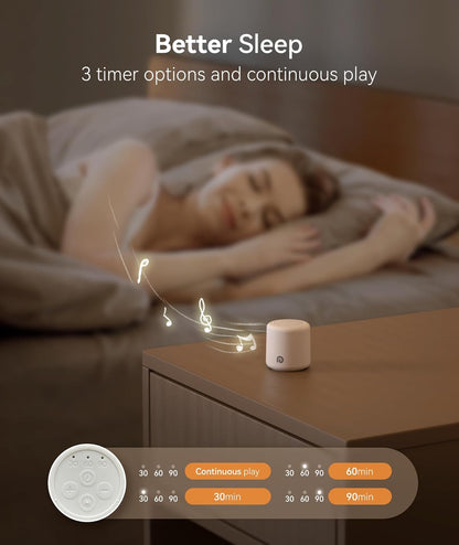 Portable White Noise Machine, 1000mAh Battery, Travel Sleep, Cream