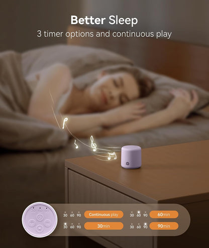 Portable White Noise Machine, 1000mAh Battery, Travel Sleep, Cream