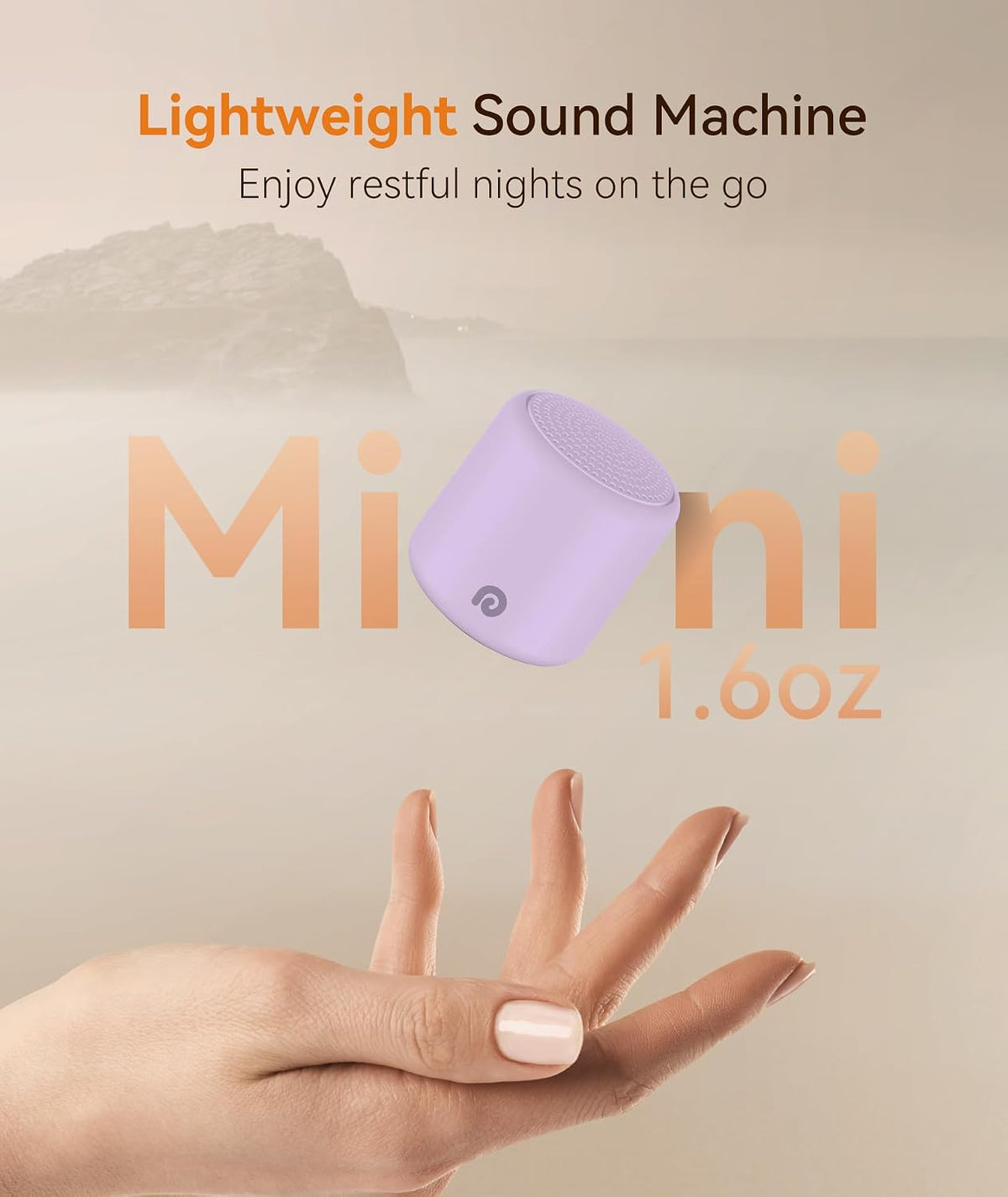 Portable White Noise Machine, 1000mAh Battery, Travel Sleep, Cream