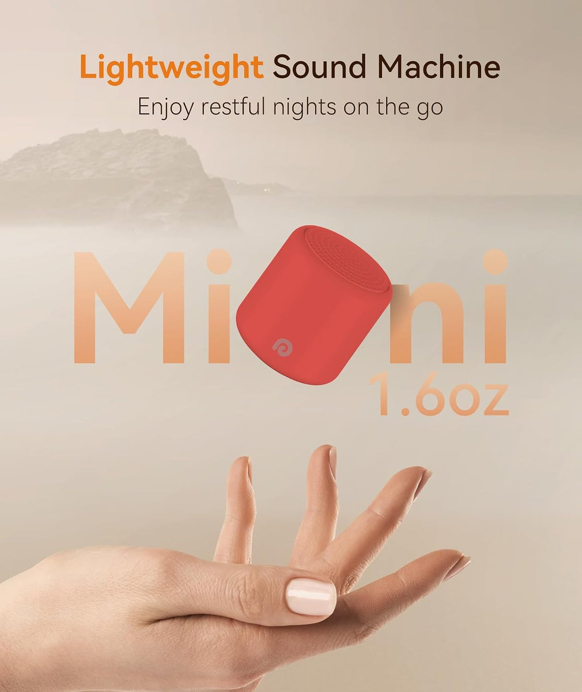 Portable White Noise Machine, 1000mAh Battery, Travel Sleep, Cream