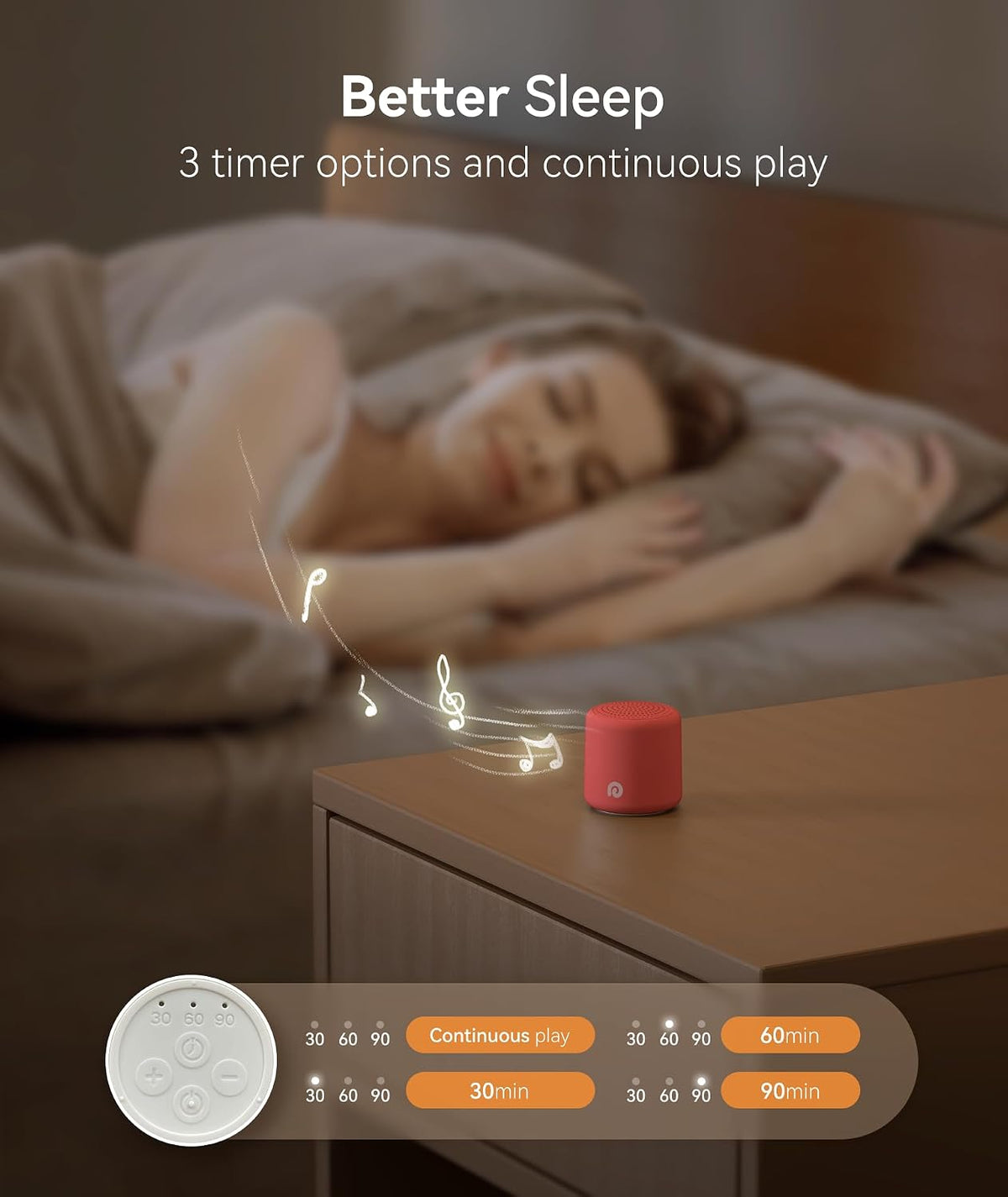 Portable White Noise Machine, 1000mAh Battery, Travel Sleep, Cream