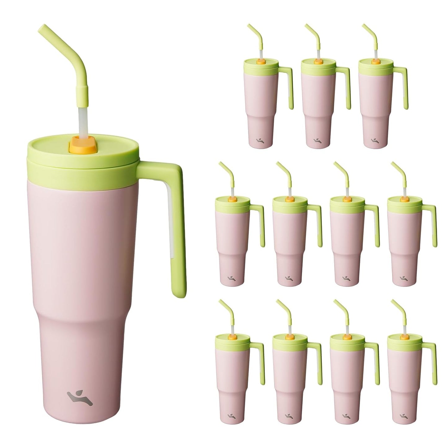 40 oz Tumbler with Handle and Straw, Insulated Water Bottle | Cherry; BPA-free, leak-resistant tumbler with fruit diffuser for gym, office, travel, coffee & daily hydration