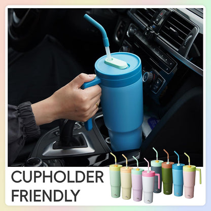 40 oz Tumbler with Handle and Straw, Insulated Water Bottle | Cherry; BPA-free, leak-resistant tumbler with fruit diffuser for gym, office, travel, coffee & daily hydration