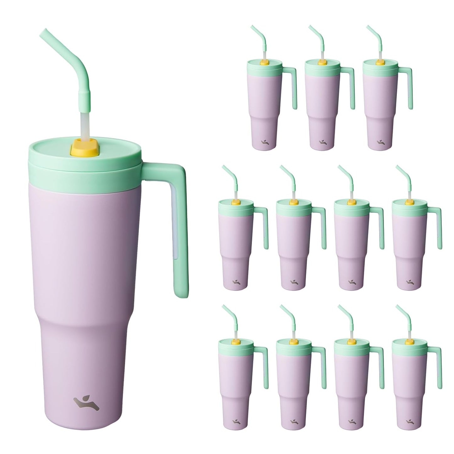 40 oz Tumbler with Handle and Straw, Insulated Water Bottle | Cherry; BPA-free, leak-resistant tumbler with fruit diffuser for gym, office, travel, coffee & daily hydration