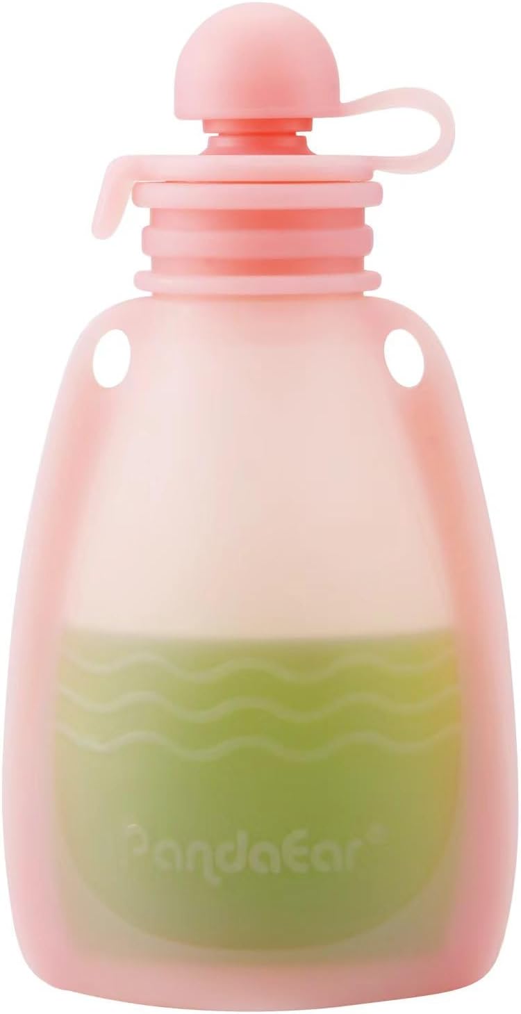 7 Pack Silicone Baby Food Pouches, Reusable Squeeze Pouches
