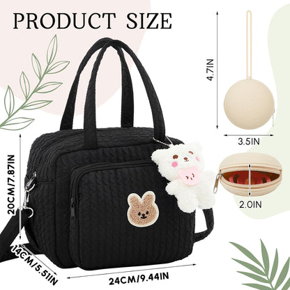 Mini Diaper Bag, Lightweight Baby Purse with 7 Pockets, 2 Insulated Pockets, Crossbody Tote with Pacifier Holder Case