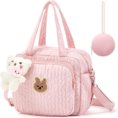 Mini Diaper Bag, Lightweight Baby Purse with 7 Pockets, 2 Insulated Pockets, Crossbody Tote with Pacifier Holder Case