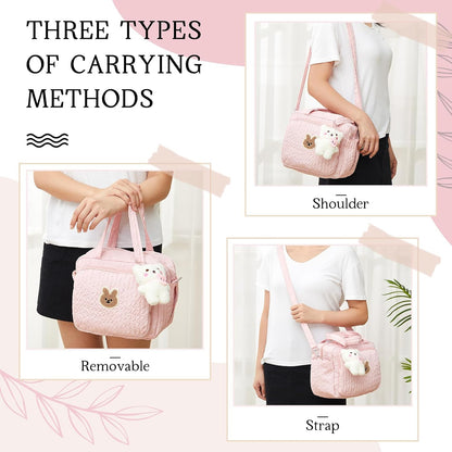 Mini Diaper Bag, Lightweight Baby Purse with 7 Pockets, 2 Insulated Pockets, Crossbody Tote with Pacifier Holder Case