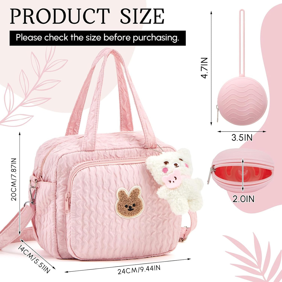 Mini Diaper Bag, Lightweight Baby Purse with 7 Pockets, 2 Insulated Pockets, Crossbody Tote with Pacifier Holder Case