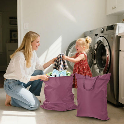 Sky Blue 2 Pack Waterproof Travel Laundry Bag Washable Dirty Clothes Organizer Storage Bag with Handle Zipper for Swimming Pool Beach Camping
