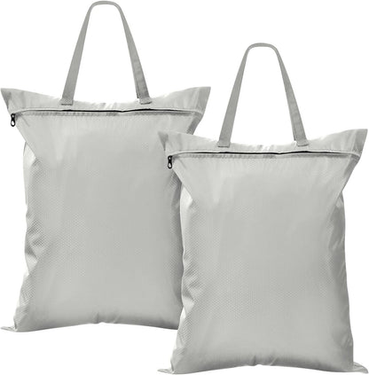 Sky Blue 2 Pack Waterproof Travel Laundry Bag Washable Dirty Clothes Organizer Storage Bag with Handle Zipper for Swimming Pool Beach Camping