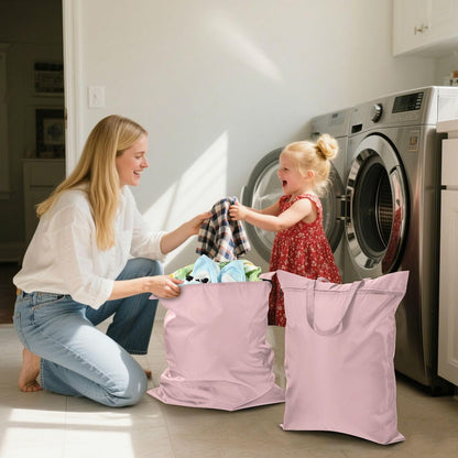 Sky Blue 2 Pack Waterproof Travel Laundry Bag Washable Dirty Clothes Organizer Storage Bag with Handle Zipper for Swimming Pool Beach Camping