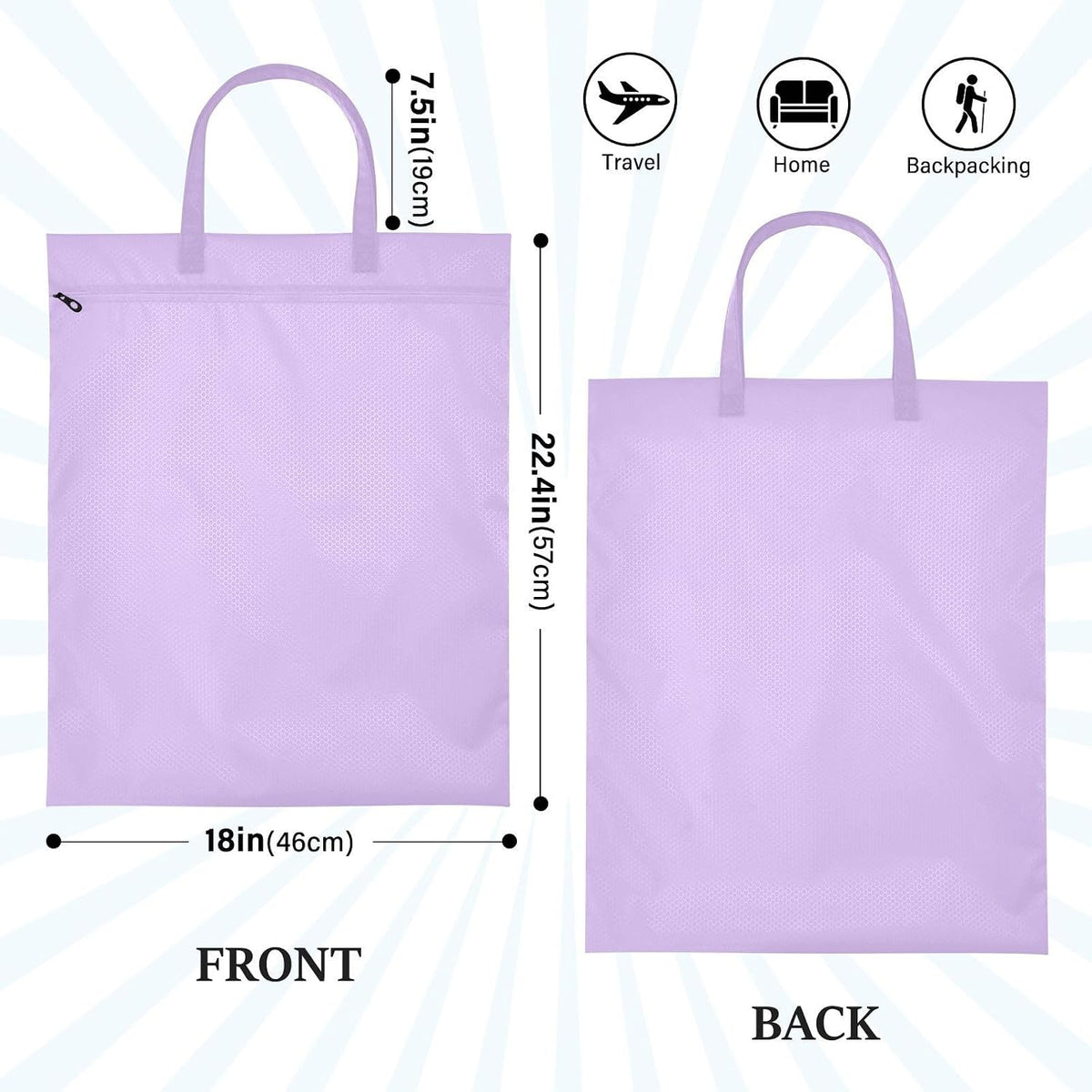 Sky Blue 2 Pack Waterproof Travel Laundry Bag Washable Dirty Clothes Organizer Storage Bag with Handle Zipper for Swimming Pool Beach Camping