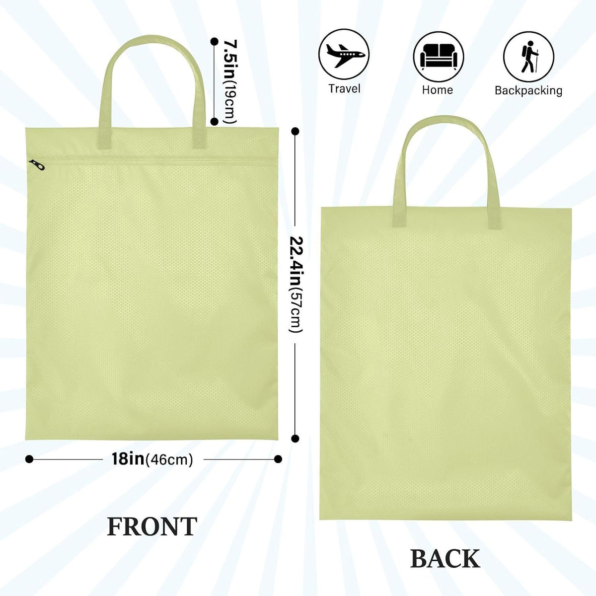 Sky Blue 2 Pack Waterproof Travel Laundry Bag Washable Dirty Clothes Organizer Storage Bag with Handle Zipper for Swimming Pool Beach Camping