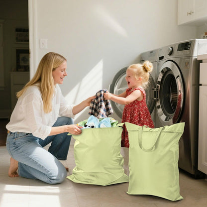 Sky Blue 2 Pack Waterproof Travel Laundry Bag Washable Dirty Clothes Organizer Storage Bag with Handle Zipper for Swimming Pool Beach Camping
