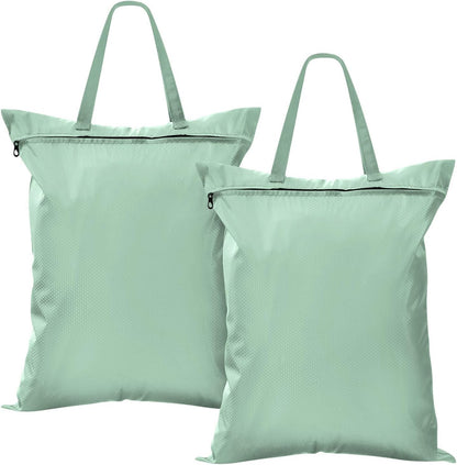 Sky Blue 2 Pack Waterproof Travel Laundry Bag Washable Dirty Clothes Organizer Storage Bag with Handle Zipper for Swimming Pool Beach Camping