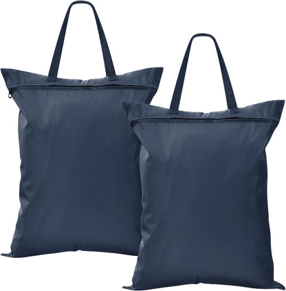 Sky Blue 2 Pack Waterproof Travel Laundry Bag Washable Dirty Clothes Organizer Storage Bag with Handle Zipper for Swimming Pool Beach Camping