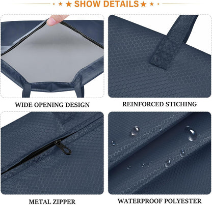 Sky Blue 2 Pack Waterproof Travel Laundry Bag Washable Dirty Clothes Organizer Storage Bag with Handle Zipper for Swimming Pool Beach Camping