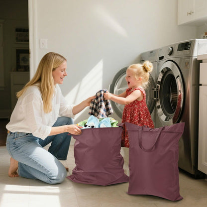 Sky Blue 2 Pack Waterproof Travel Laundry Bag Washable Dirty Clothes Organizer Storage Bag with Handle Zipper for Swimming Pool Beach Camping