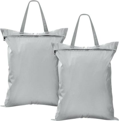 Sky Blue 2 Pack Waterproof Travel Laundry Bag Washable Dirty Clothes Organizer Storage Bag with Handle Zipper for Swimming Pool Beach Camping
