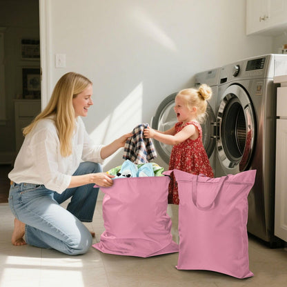 Sky Blue 2 Pack Waterproof Travel Laundry Bag Washable Dirty Clothes Organizer Storage Bag with Handle Zipper for Swimming Pool Beach Camping