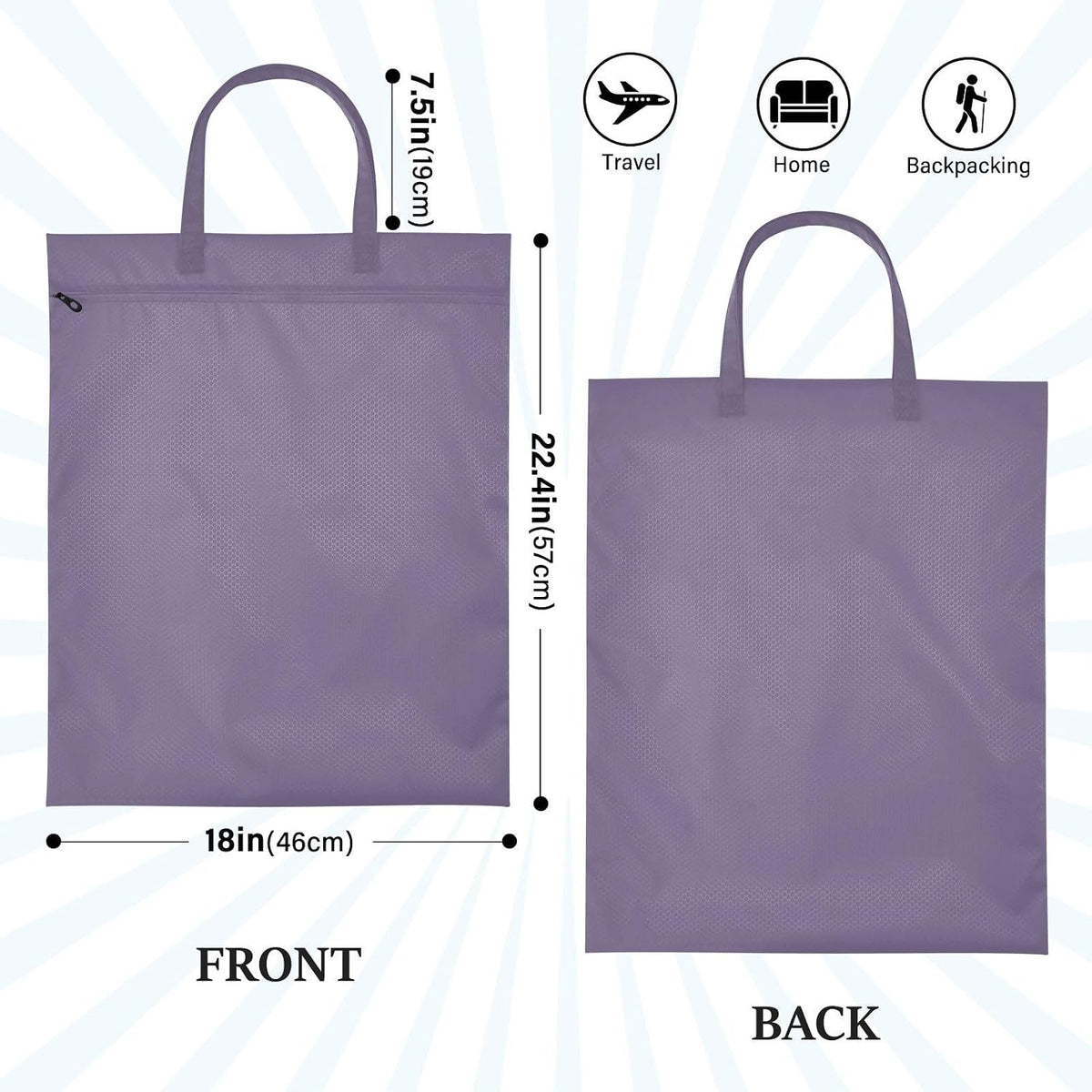 Sky Blue 2 Pack Waterproof Travel Laundry Bag Washable Dirty Clothes Organizer Storage Bag with Handle Zipper for Swimming Pool Beach Camping