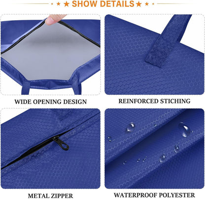 Sky Blue 2 Pack Waterproof Travel Laundry Bag Washable Dirty Clothes Organizer Storage Bag with Handle Zipper for Swimming Pool Beach Camping