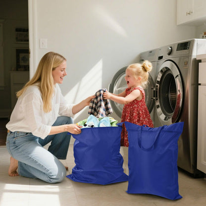 Sky Blue 2 Pack Waterproof Travel Laundry Bag Washable Dirty Clothes Organizer Storage Bag with Handle Zipper for Swimming Pool Beach Camping